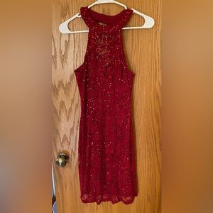 Dark red sequin dress